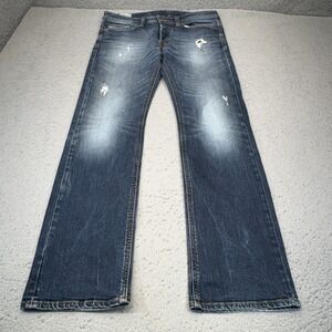 Diesel Viker Jeans Mens 32x32 Blue Distressed Straight Stretch Wash 0R1K8 Y2K